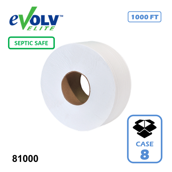 EVOLV Elite Premium Jumbo 2 Ply Bathroom Tissue 1000' (8/CS)