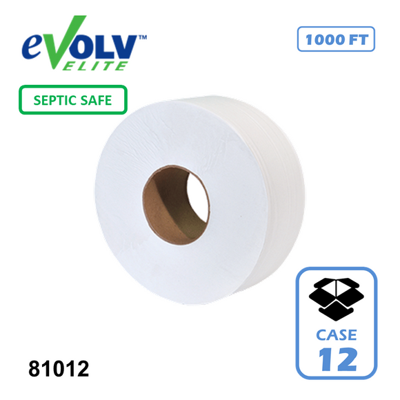 EVOLV Elite Premium Jumbo 2 Ply Bathroom Tissue 1000' (12/CS)