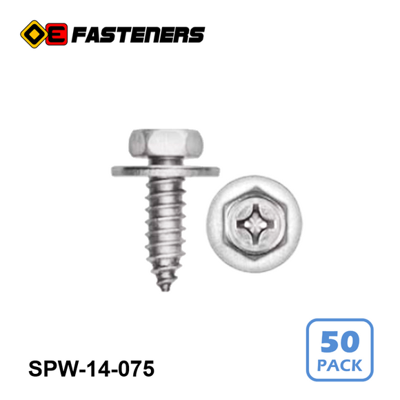 Metric Stainless Steel Philips Hex Bolt w/Washer (M6.3-1.81 x 19mm)